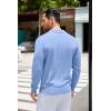 COOFANDY Mens Knit Polo Long Sleeve Collared Sweater Polo Business Casual Polos with Pocket(Light Blue)