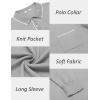 COOFANDY Mens Knit Polo Long Sleeve Collared Sweater Polo Business Casual Polos with Pocket(Light Gray)