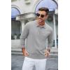 COOFANDY Mens Knit Polo Long Sleeve Collared Sweater Polo Business Casual Polos with Pocket(Light Gray)