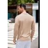 COOFANDY Mens Knit Polo Long Sleeve Collared Sweater Polo Business Casual Polos with Pocket(Light Khaki)