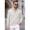 COOFANDY Mens Knit Polo Long Sleeve Collared Sweater Polo Business Casual Polos with Pocket(White)