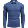 COOFANDY Men’s Knit Polo Long Sleeve Sweaters Collared Polo Sweater Casual Dress Pullover Fashion Golf Sweaters(Grey Blue)