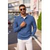 COOFANDY Men’s Knit Polo Long Sleeve Sweaters Collared Polo Sweater Casual Dress Pullover Fashion Golf Sweaters(Grey Blue)