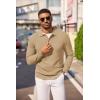 COOFANDY Men’s Knit Polo Long Sleeve Sweaters Collared Polo Sweater Casual Dress Pullover Fashion Golf Sweaters(Khaki)