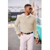 COOFANDY Men’s Knit Polo Long Sleeve Sweaters Collared Polo Sweater Casual Dress Pullover Fashion Golf Sweaters(Light Khaki)