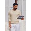 COOFANDY Men’s Knit Polo Long Sleeve Sweaters Collared Polo Sweater Casual Dress Pullover Fashion Golf Sweaters(Light Khaki)