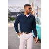 COOFANDY Men’s Knit Polo Long Sleeve Sweaters Collared Polo Sweater Casual Dress Pullover Fashion Golf Sweaters(Navy Blue)