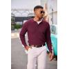 COOFANDY Men’s Knit Polo Long Sleeve Sweaters Collared Polo Sweater Casual Dress Pullover Fashion Golf Sweaters(Wine Red)