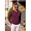 COOFANDY Men’s Knit Polo Long Sleeve Sweaters Collared Polo Sweater Casual Dress Pullover Fashion Golf Sweaters(Wine Red)