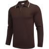 COOFANDY Men’s Knit Polo Shirt Long Sleeve Quarter Zip Polo Sweater Casual Golf Shirts Vintage Striped Collar Polo(Brown)