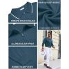 COOFANDY Men’s Knit Polo Shirt Long Sleeve Quarter Zip Polo Sweater Casual Golf Shirts Vintage Striped Collar Polo(Dark Blue)
