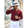 COOFANDY Men’s Knit Polo Shirt Long Sleeve Quarter Zip Polo Sweater Casual Golf Shirts Vintage Striped Collar Polo(Wine Red)