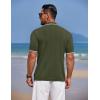 COOFANDY Mens Knit Polo Shirts Button Down Short Sleeve Shirt Summer Casual Beach Vacation Tops(Army Green)