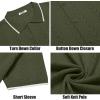 COOFANDY Mens Knit Polo Shirts Button Down Short Sleeve Shirt Summer Casual Beach Vacation Tops(Army Green)