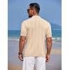 COOFANDY Mens Knit Polo Shirts Button Down Short Sleeve Shirt Summer Casual Beach Vacation Tops(Beige)