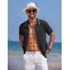 COOFANDY Mens Knit Polo Shirts Button Down Short Sleeve Shirt Summer Casual Beach Vacation Tops(Black)