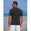 COOFANDY Mens Knit Polo Shirts Button Down Short Sleeve Shirt Summer Casual Beach Vacation Tops(Black)
