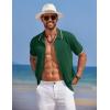 COOFANDY Mens Knit Polo Shirts Button Down Short Sleeve Shirt Summer Casual Beach Vacation Tops(Dark Green)