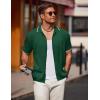 COOFANDY Mens Knit Polo Shirts Button Down Short Sleeve Shirt Summer Casual Beach Vacation Tops(Dark Green)