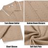 COOFANDY Mens Knit Polo Shirts Button Down Short Sleeve Shirt Summer Casual Beach Vacation Tops(Khaki)