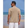 COOFANDY Mens Knit Polo Shirts Button Down Short Sleeve Shirt Summer Casual Beach Vacation Tops(Khaki)