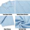 COOFANDY Mens Knit Polo Shirts Button Down Short Sleeve Shirt Summer Casual Beach Vacation Tops(Light Blue)