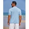COOFANDY Mens Knit Polo Shirts Button Down Short Sleeve Shirt Summer Casual Beach Vacation Tops(Light Blue)