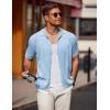 COOFANDY Mens Knit Polo Shirts Button Down Short Sleeve Shirt Summer Casual Beach Vacation Tops(Light Blue)