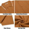 COOFANDY Mens Knit Polo Shirts Button Down Short Sleeve Shirt Summer Casual Beach Vacation Tops(Light Brown)