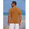 COOFANDY Mens Knit Polo Shirts Button Down Short Sleeve Shirt Summer Casual Beach Vacation Tops(Light Brown)