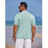COOFANDY Mens Knit Polo Shirts Button Down Short Sleeve Shirt Summer Casual Beach Vacation Tops(Light Green)