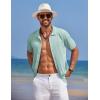 COOFANDY Mens Knit Polo Shirts Button Down Short Sleeve Shirt Summer Casual Beach Vacation Tops(Light Green)