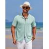 COOFANDY Mens Knit Polo Shirts Button Down Short Sleeve Shirt Summer Casual Beach Vacation Tops(Light Green)