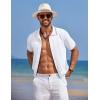 COOFANDY Mens Knit Polo Shirts Button Down Short Sleeve Shirt Summer Casual Beach Vacation Tops(White)