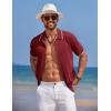 COOFANDY Mens Knit Polo Shirts Button Down Short Sleeve Shirt Summer Casual Beach Vacation Tops(Wine Red)