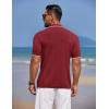 COOFANDY Mens Knit Polo Shirts Button Down Short Sleeve Shirt Summer Casual Beach Vacation Tops(Wine Red)