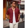 COOFANDY Mens Knit Polo Shirts Button Down Short Sleeve Shirt Summer Casual Beach Vacation Tops(Wine Red)