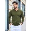 COOFANDY Mens Knit Polo Shirts Casual Long Sleeve Classic Polo Shirts Button Down Golf Shirts(Army Green)