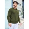 COOFANDY Mens Knit Polo Shirts Casual Long Sleeve Classic Polo Shirts Button Down Golf Shirts(Army Green)