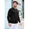COOFANDY Mens Knit Polo Shirts Casual Long Sleeve Classic Polo Shirts Button Down Golf Shirts(Black)