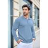 COOFANDY Mens Knit Polo Shirts Casual Long Sleeve Classic Polo Shirts Button Down Golf Shirts(Blue)