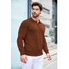 COOFANDY Mens Knit Polo Shirts Casual Long Sleeve Classic Polo Shirts Button Down Golf Shirts(Brown)