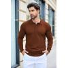 COOFANDY Mens Knit Polo Shirts Casual Long Sleeve Classic Polo Shirts Button Down Golf Shirts(Brown)