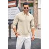 COOFANDY Mens Knit Polo Shirts Casual Long Sleeve Classic Polo Shirts Button Down Golf Shirts(Cream)