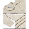 COOFANDY Mens Knit Polo Shirts Casual Long Sleeve Classic Polo Shirts Button Down Golf Shirts(Cream)
