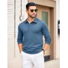COOFANDY Mens Knit Polo Shirts Casual Long Sleeve Classic Polo Shirts Button Down Golf Shirts(Dark Blue)