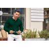 COOFANDY Mens Knit Polo Shirts Casual Long Sleeve Classic Polo Shirts Button Down Golf Shirts(Dark Green)