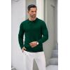 COOFANDY Mens Knit Polo Shirts Casual Long Sleeve Classic Polo Shirts Button Down Golf Shirts(Dark Green)