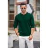COOFANDY Mens Knit Polo Shirts Casual Long Sleeve Classic Polo Shirts Button Down Golf Shirts(Dark Green)
