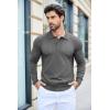 COOFANDY Mens Knit Polo Shirts Casual Long Sleeve Classic Polo Shirts Button Down Golf Shirts(Dark Grey)